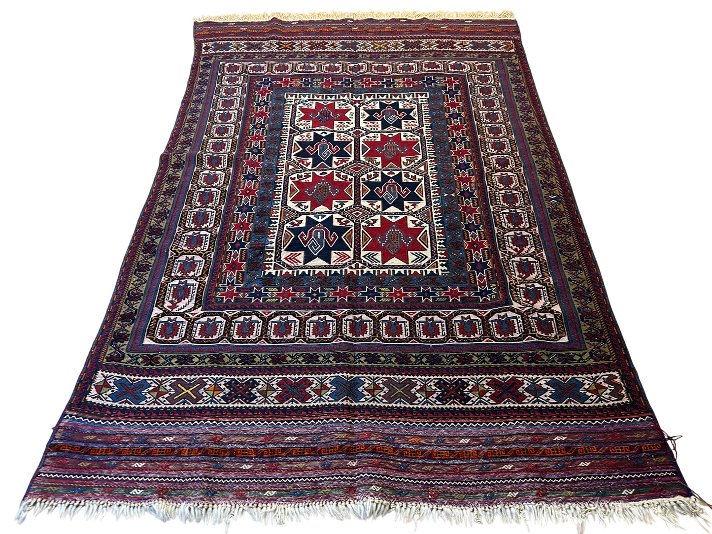 Orientteppich handgeknüpft 248x157 cm antik Kelim Sumach