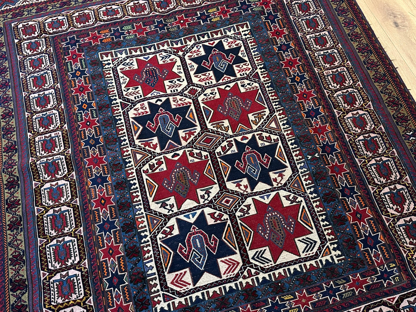 Orientteppich handgeknüpft 248x157 cm antik Kelim Sumach