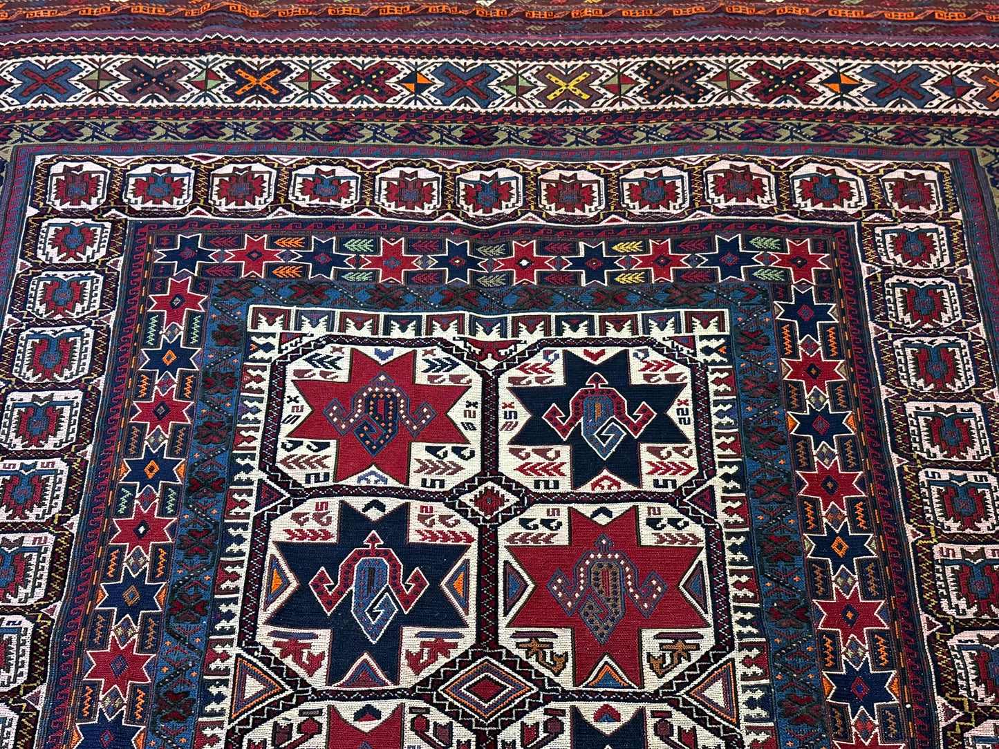 Orientteppich handgeknüpft 248x157 cm antik Kelim Sumach