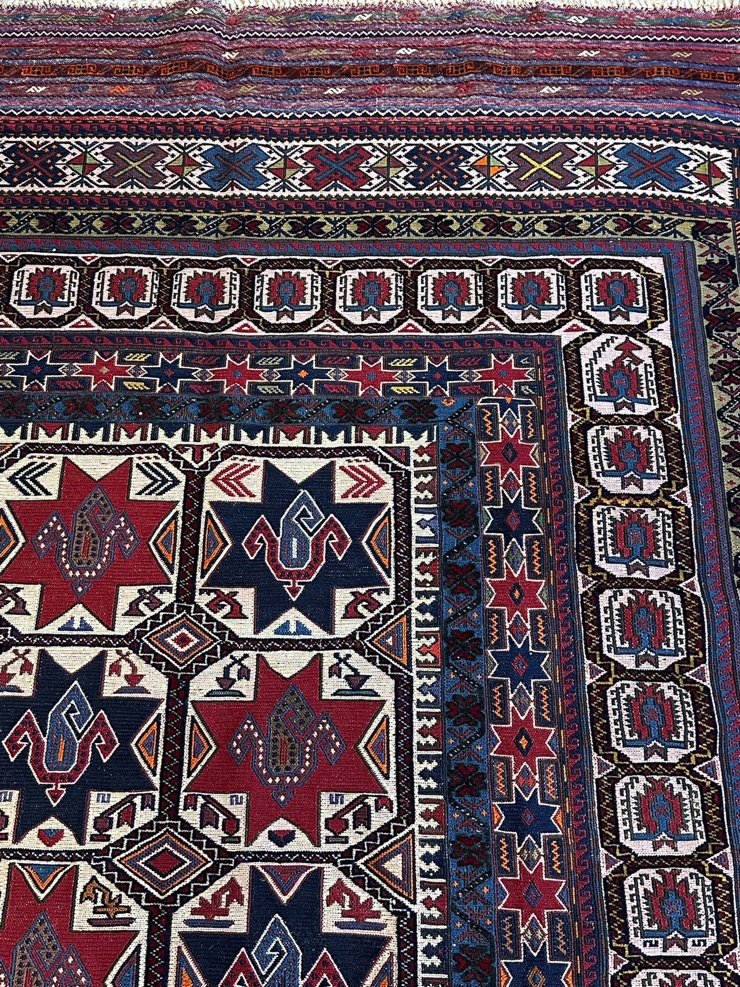 Orientteppich handgeknüpft 248x157 cm antik Kelim Sumach
