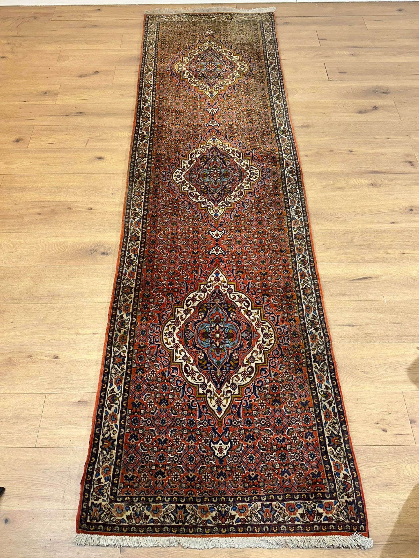 Orientteppich handgeknüpft Bidjar Läufer 320x90 cm
