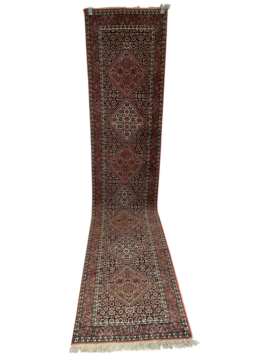 Orientteppich handgeknüpft Bidjar Zanjan Läufer 345x70 cm