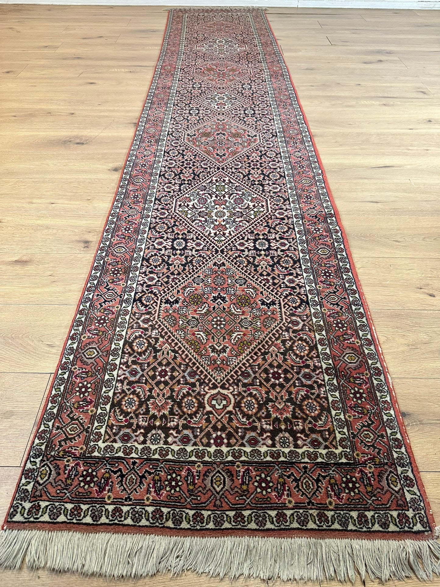 Orientteppich handgeknüpft Bidjar Zanjan Läufer 345x70 cm