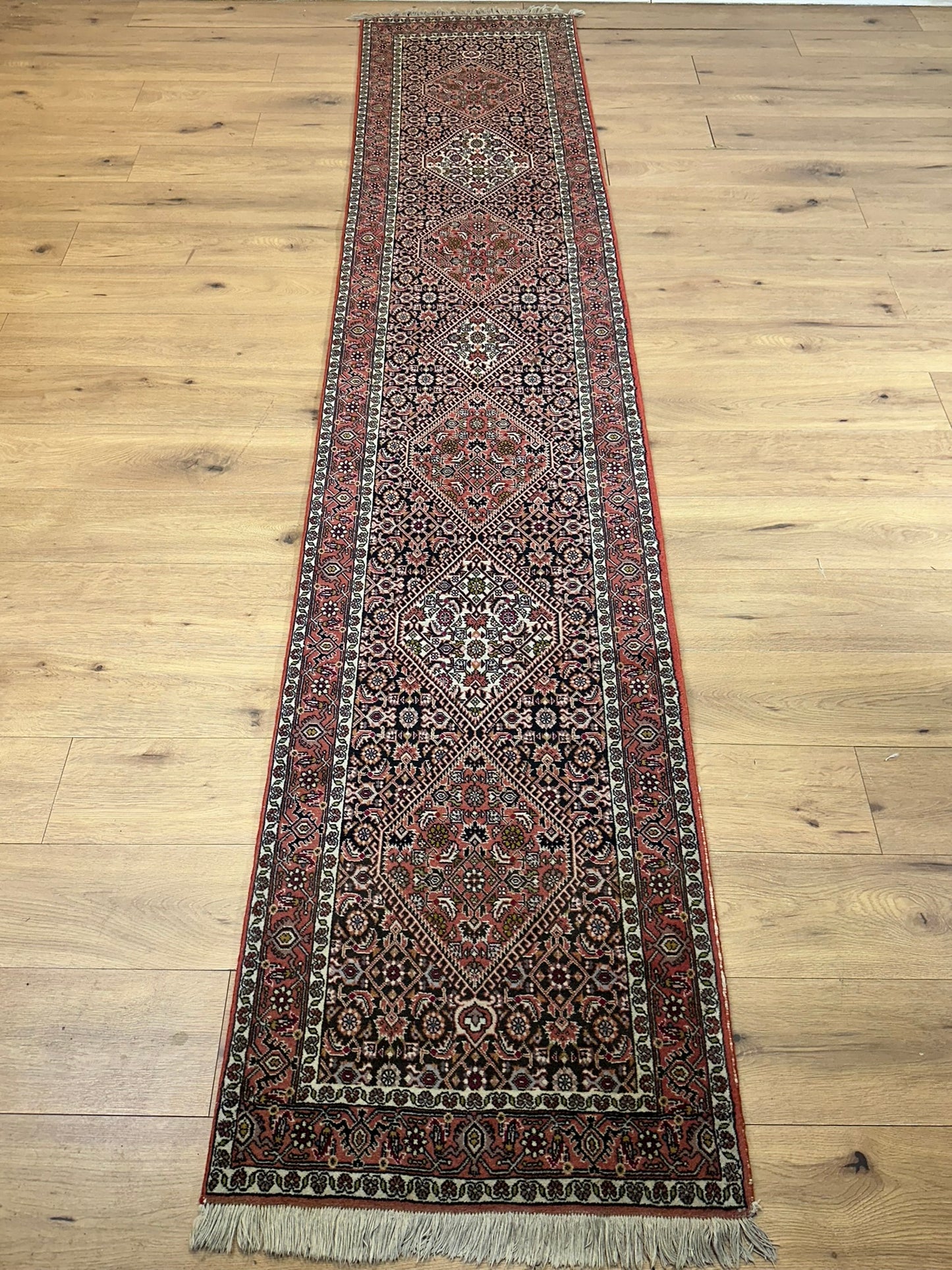 Orientteppich handgeknüpft Bidjar Zanjan Läufer 345x70 cm