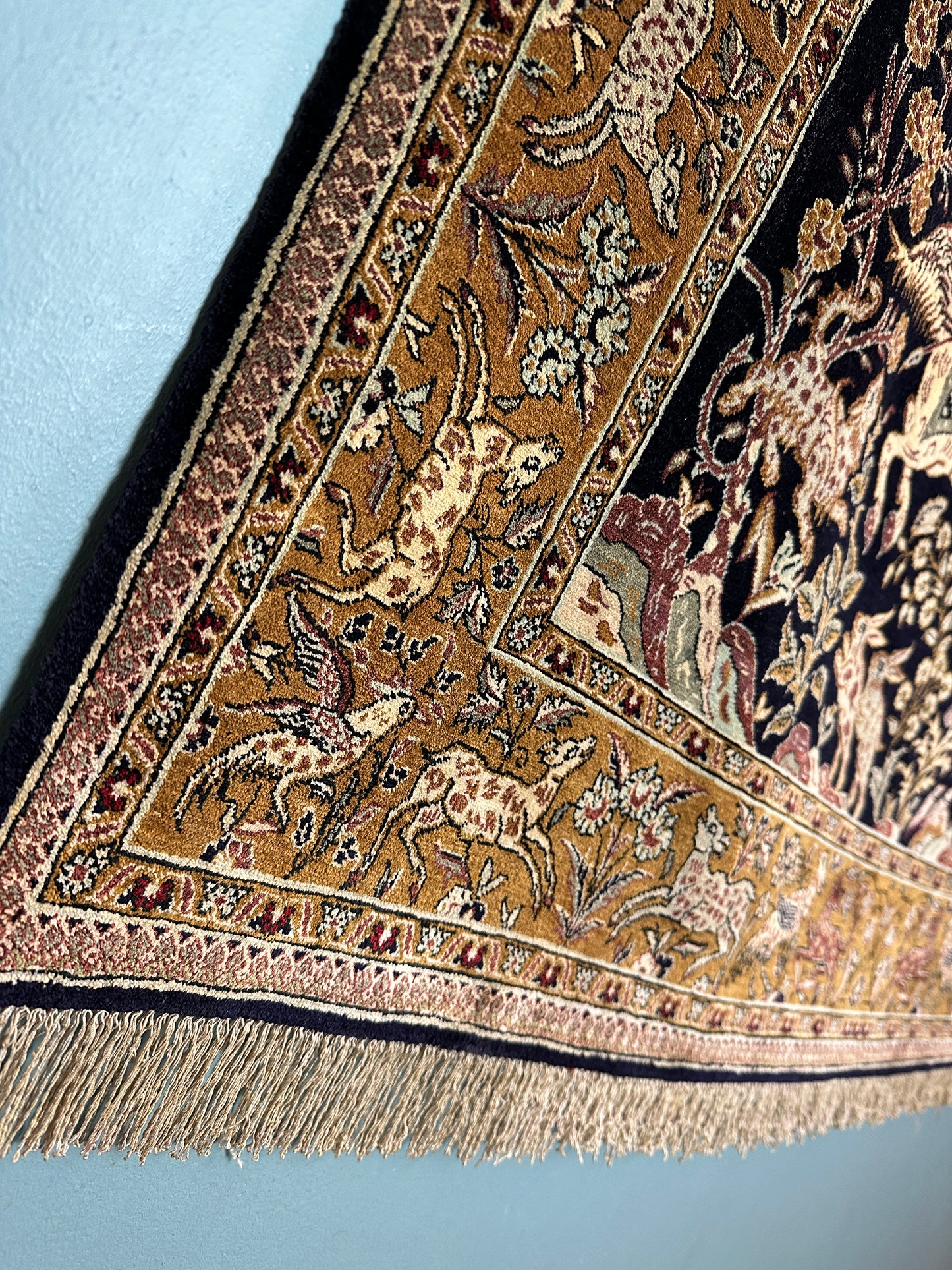 Handgeknüpfter Perser Orientteppich Seidenteppich Ghoum – 210x135 cm