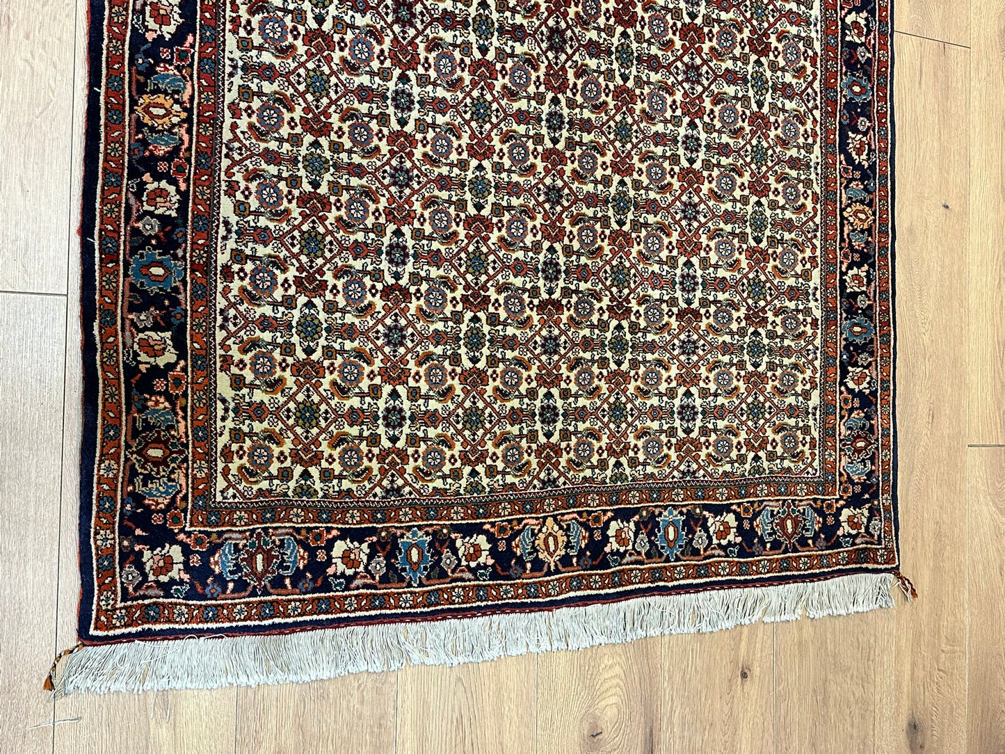 Orientteppich handgeknüpft Bidjar 151x114 cm Korkwolle