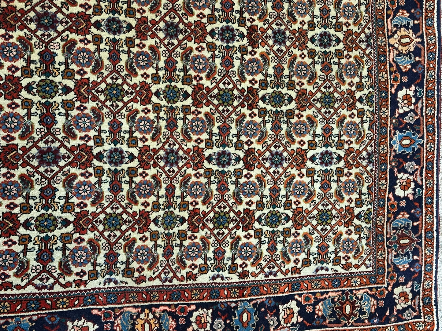 Orientteppich handgeknüpft Bidjar 151x114 cm Korkwolle