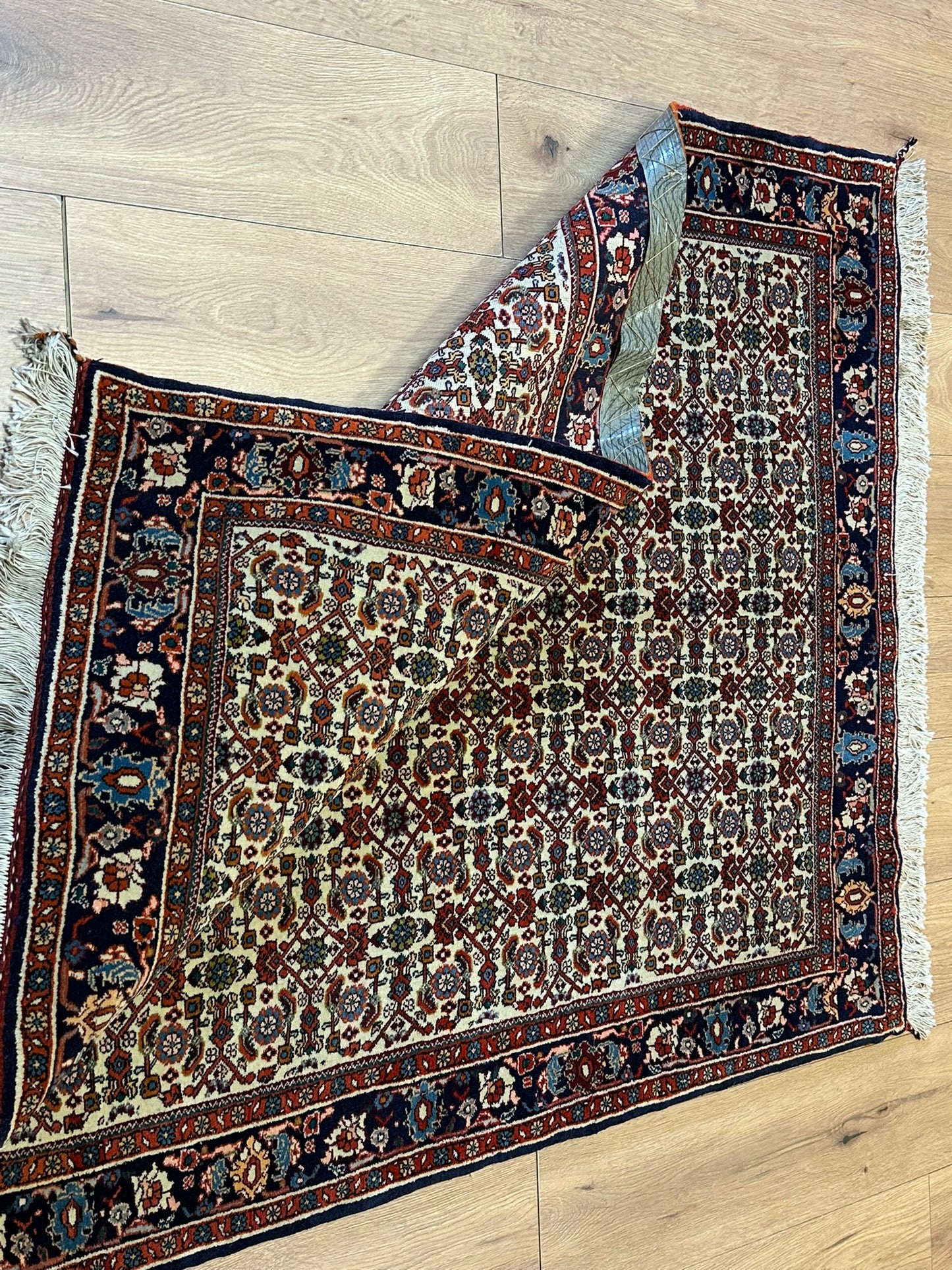Orientteppich handgeknüpft Bidjar 151x114 cm Korkwolle