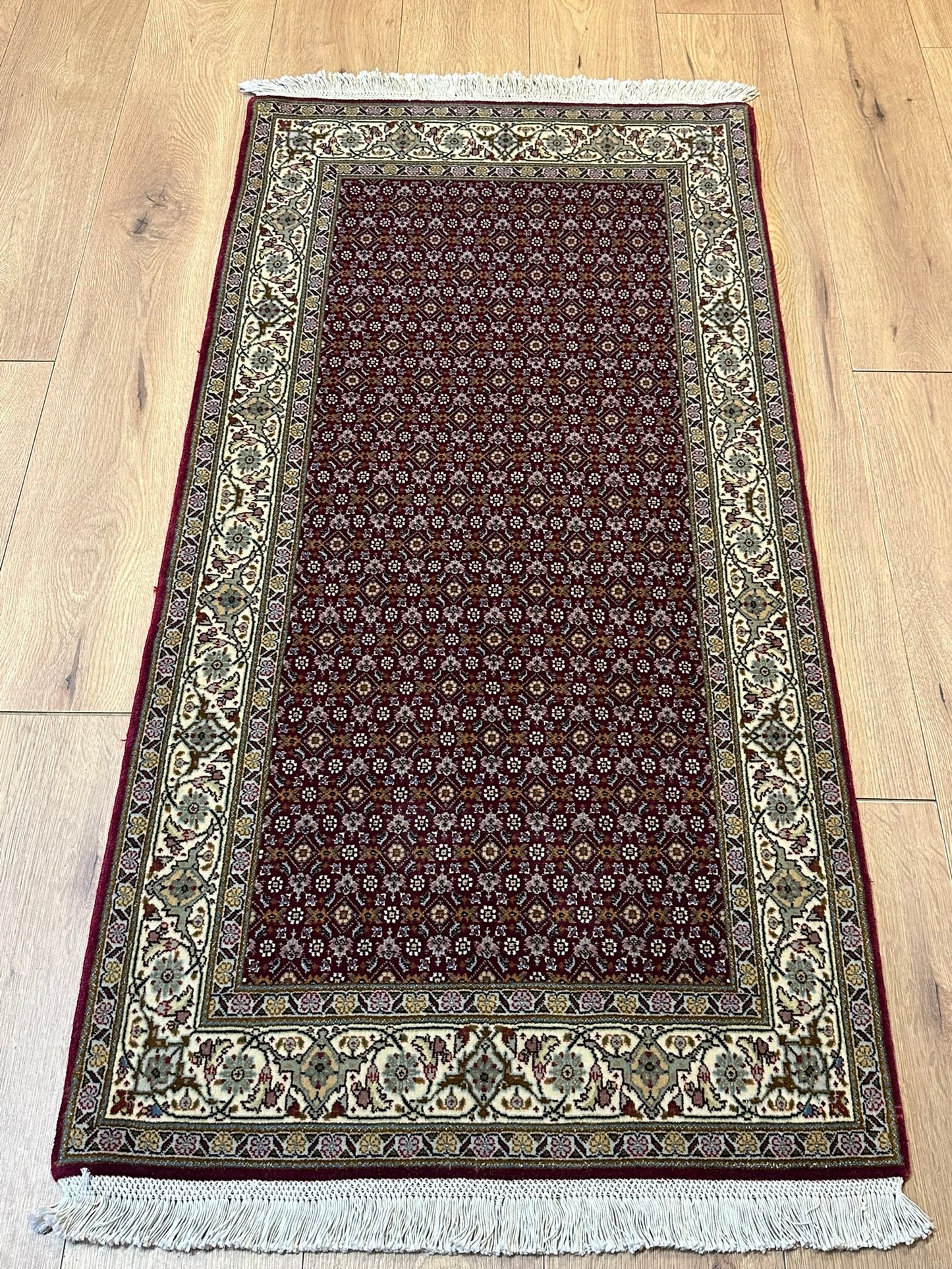 Orientteppich handgeknüpft ANTIK Bidjar 141x72 cm Korkwolle