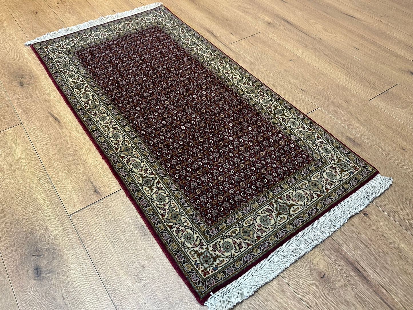 Orientteppich handgeknüpft ANTIK Bidjar 141x72 cm Korkwolle