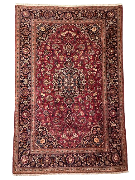 Zeitlose Schönheit Antiker handgeknüpfter Perser Orientteppich Keschan