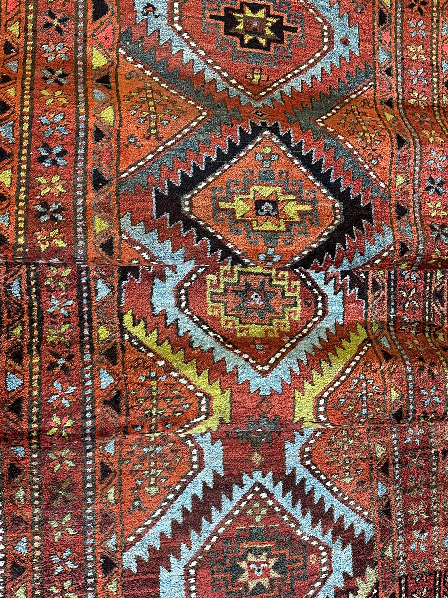 Antiker Orientteppich handgeknüpft Kazak Naturfarben Läufer 410x116 cm
