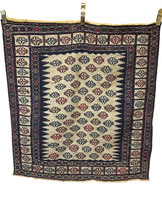 Orientteppich handgeknüpft 130 x 125 cm ANTIK Kelim Muster