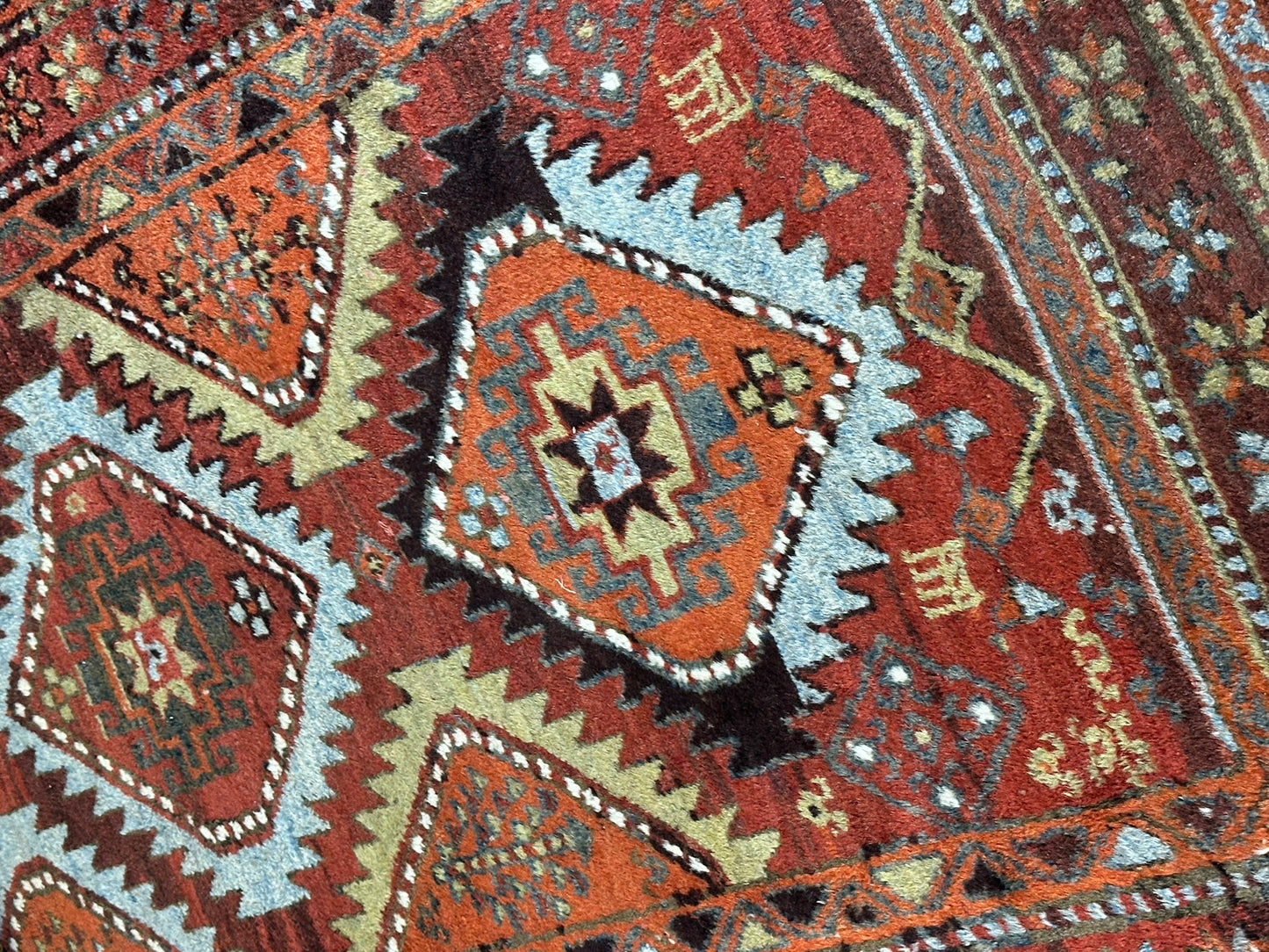 Antiker Orientteppich handgeknüpft Kazak Naturfarben Läufer 410x116 cm