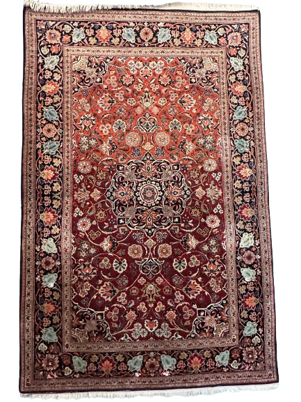 Zeitlose Eleganz Antiker handgeknüpfter Perser Orientteppich Keschan