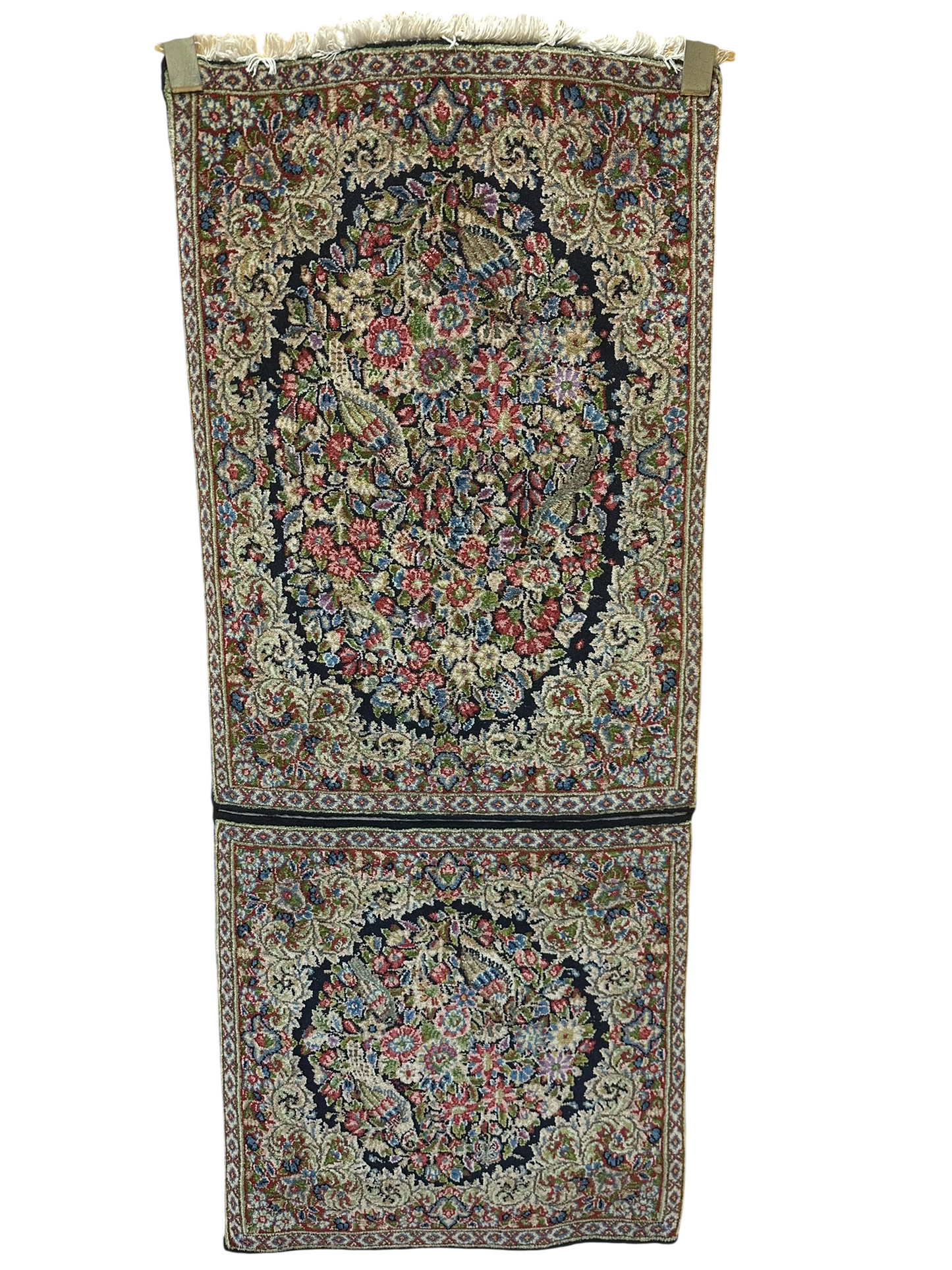 Orientteppich handgeknüpft 130 x 58 cm ANTIK Kirman Naturfarben