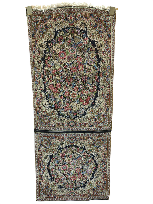 Orientteppich handgeknüpft 130 x 58 cm ANTIK Kirman Naturfarben
