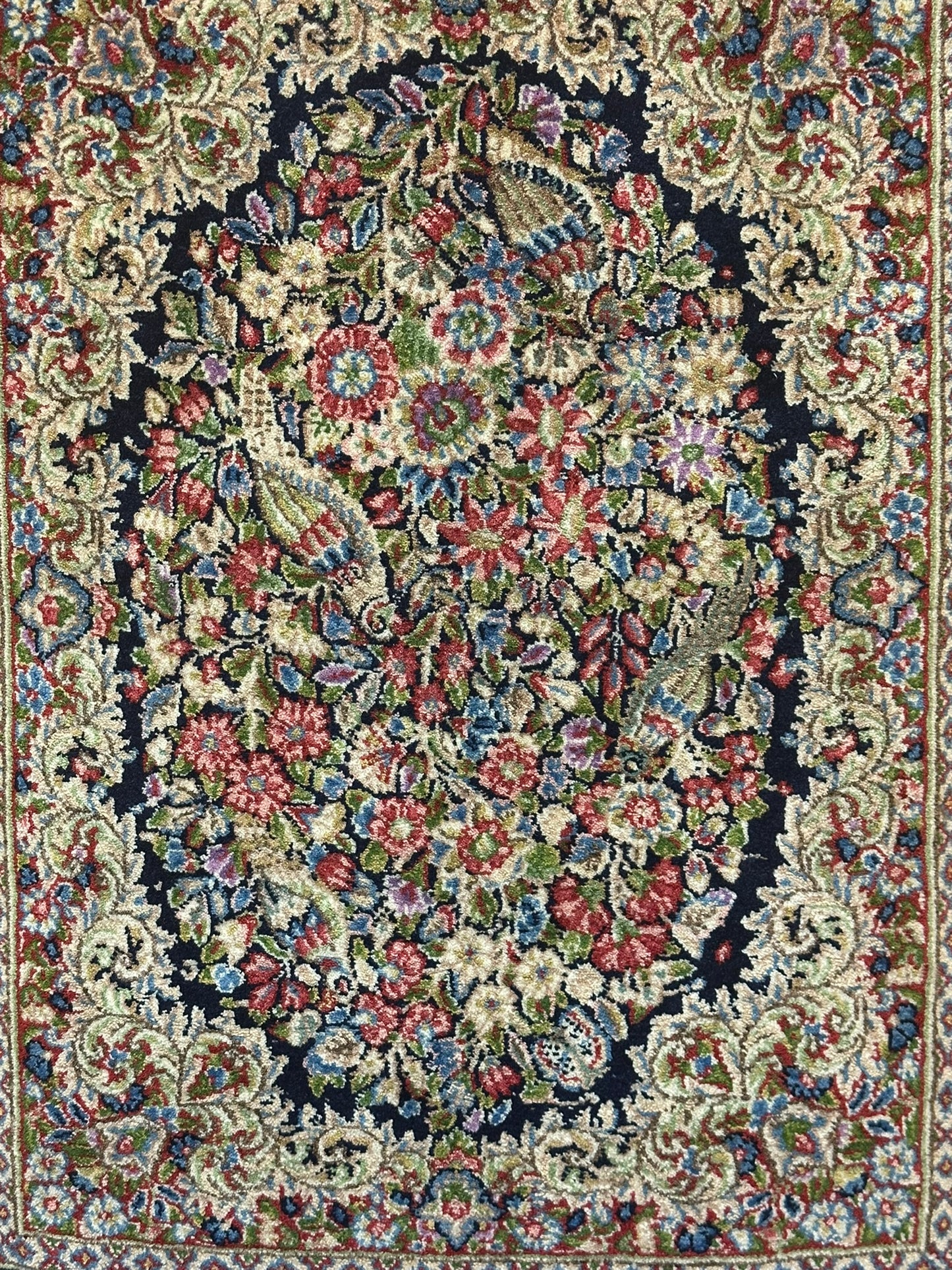 Orientteppich handgeknüpft 130 x 58 cm ANTIK Kirman Naturfarben