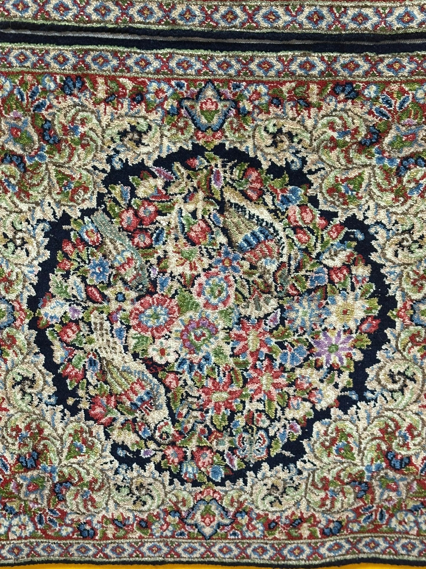 Orientteppich handgeknüpft 130 x 58 cm ANTIK Kirman Naturfarben