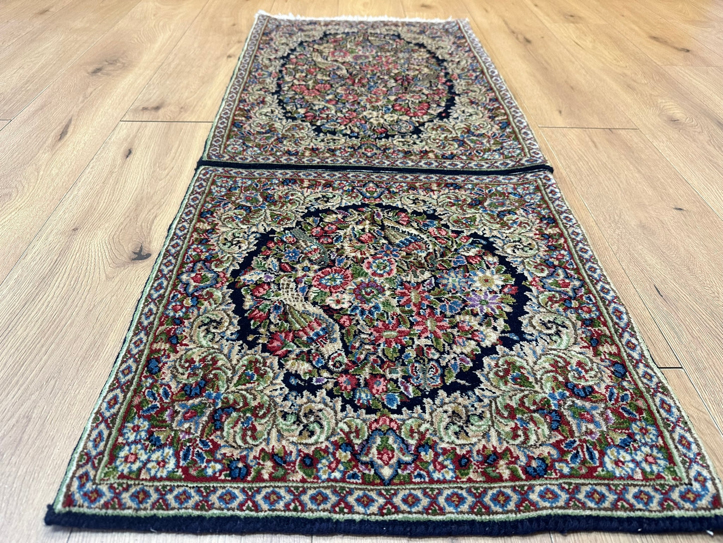Orientteppich handgeknüpft 130 x 58 cm ANTIK Kirman Naturfarben