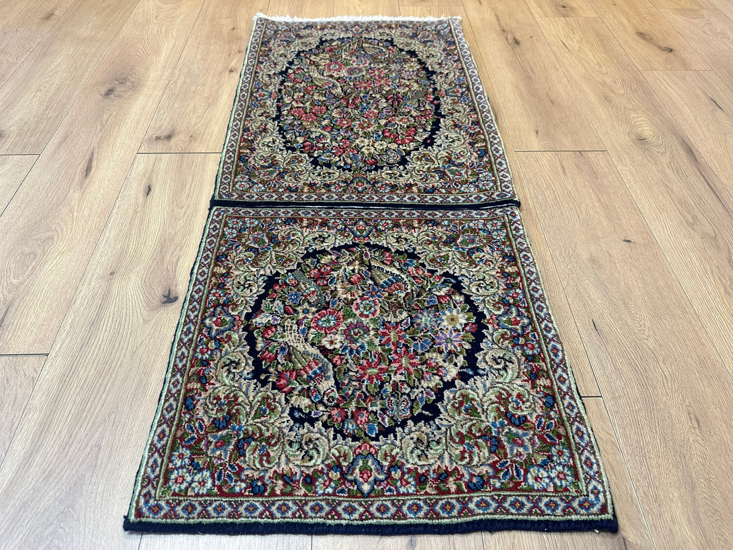 Orientteppich handgeknüpft 130 x 58 cm ANTIK Kirman Naturfarben