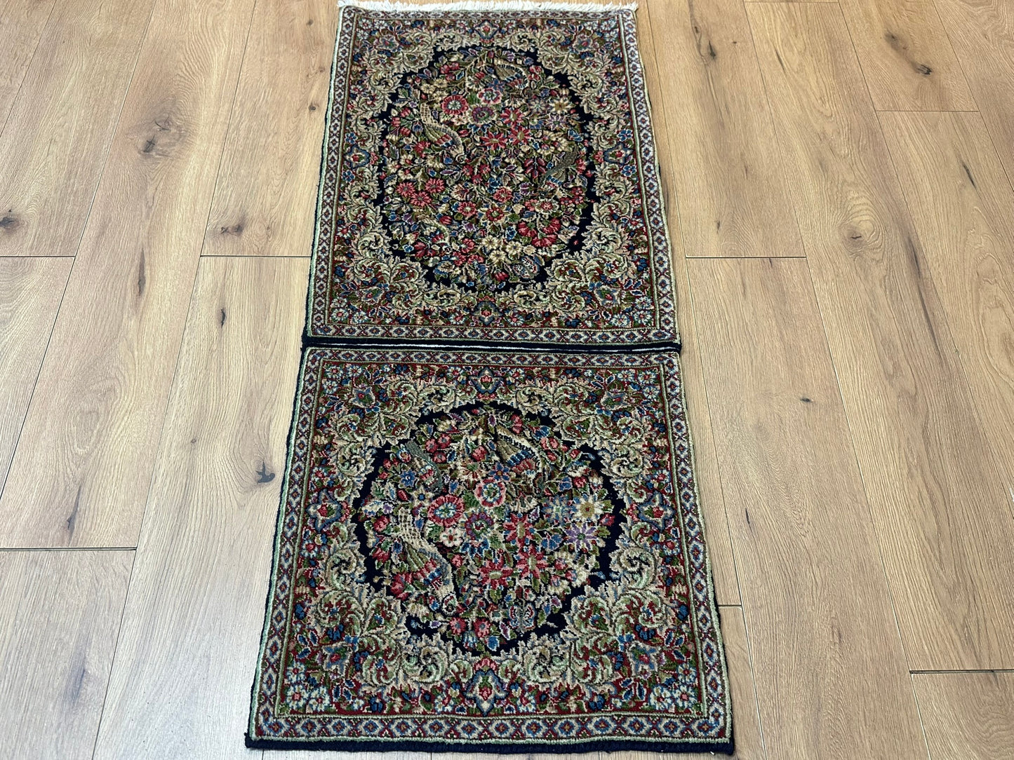 Orientteppich handgeknüpft 130 x 58 cm ANTIK Kirman Naturfarben