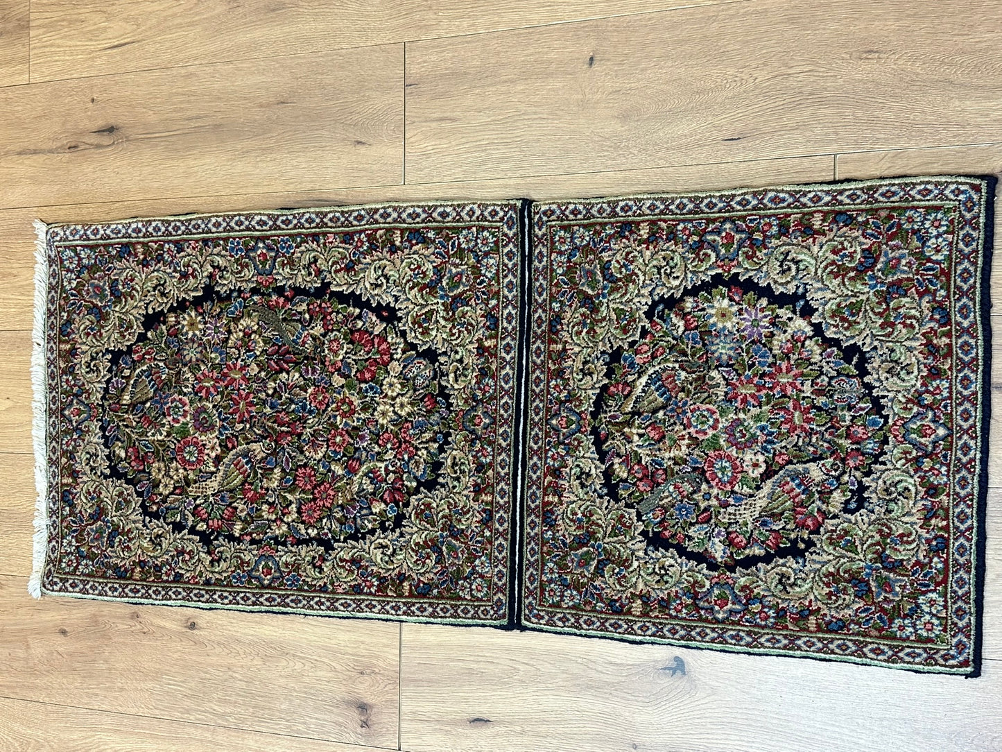 Orientteppich handgeknüpft 130 x 58 cm ANTIK Kirman Naturfarben