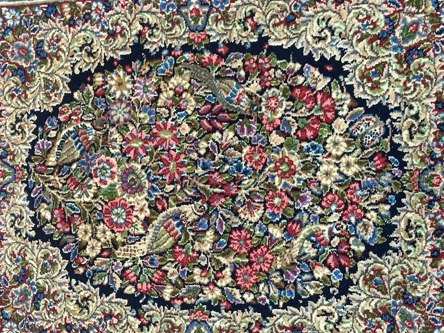 Orientteppich handgeknüpft 130 x 58 cm ANTIK Kirman Naturfarben