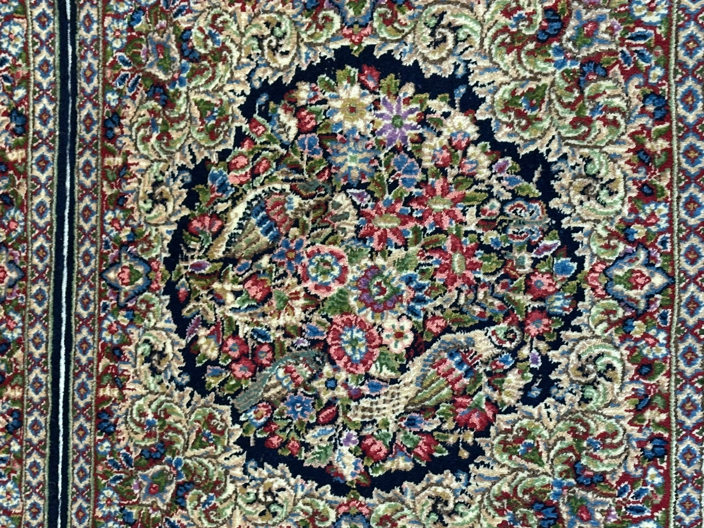 Orientteppich handgeknüpft 130 x 58 cm ANTIK Kirman Naturfarben