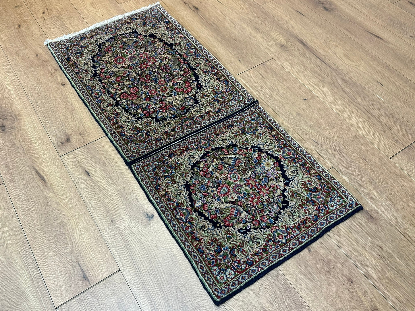 Orientteppich handgeknüpft 130 x 58 cm ANTIK Kirman Naturfarben