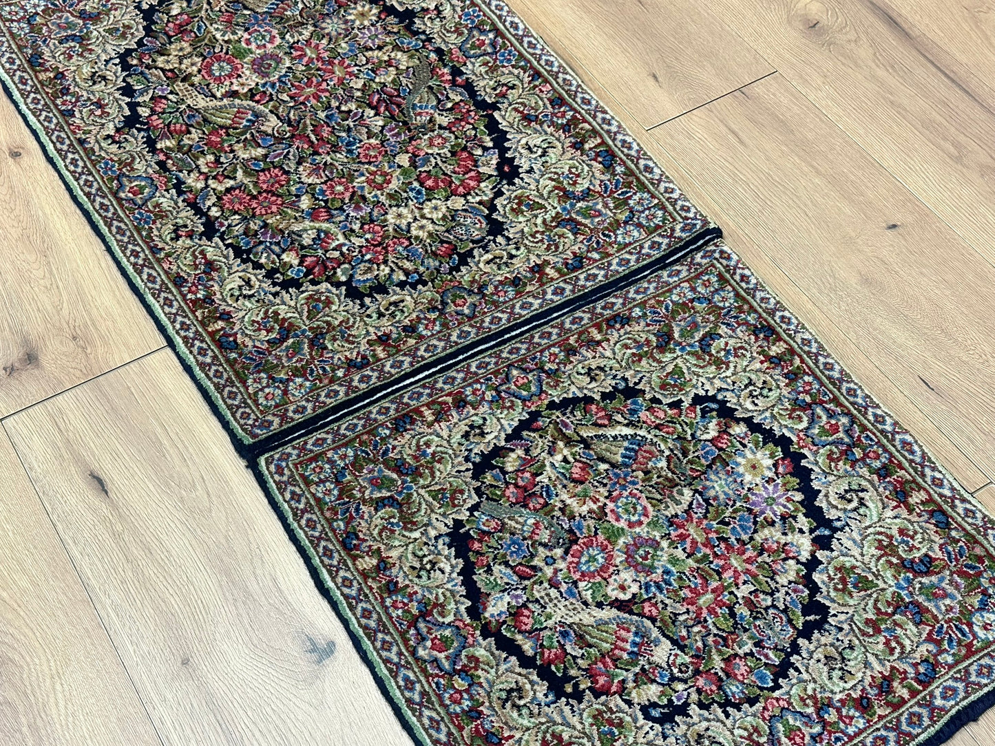 Orientteppich handgeknüpft 130 x 58 cm ANTIK Kirman Naturfarben
