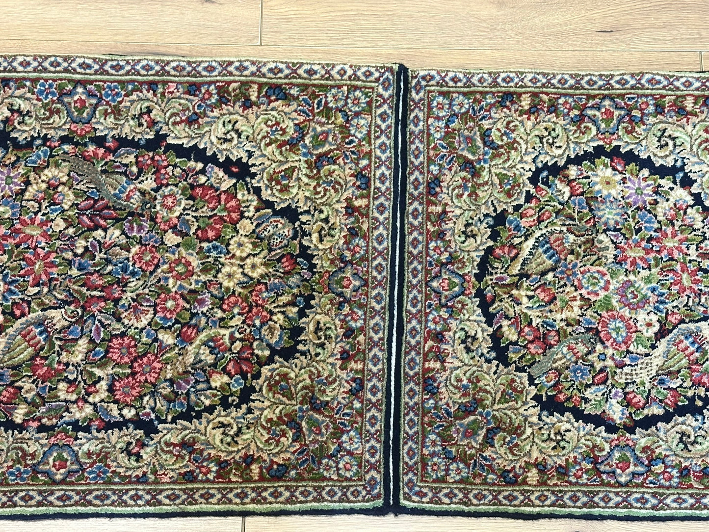 Orientteppich handgeknüpft 130 x 58 cm ANTIK Kirman Naturfarben