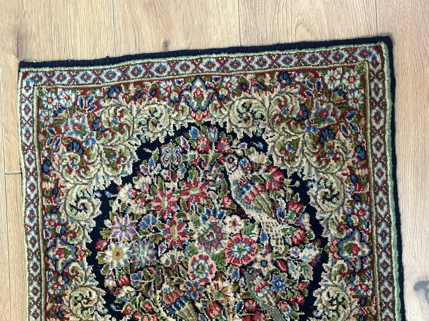Orientteppich handgeknüpft 130 x 58 cm ANTIK Kirman Naturfarben