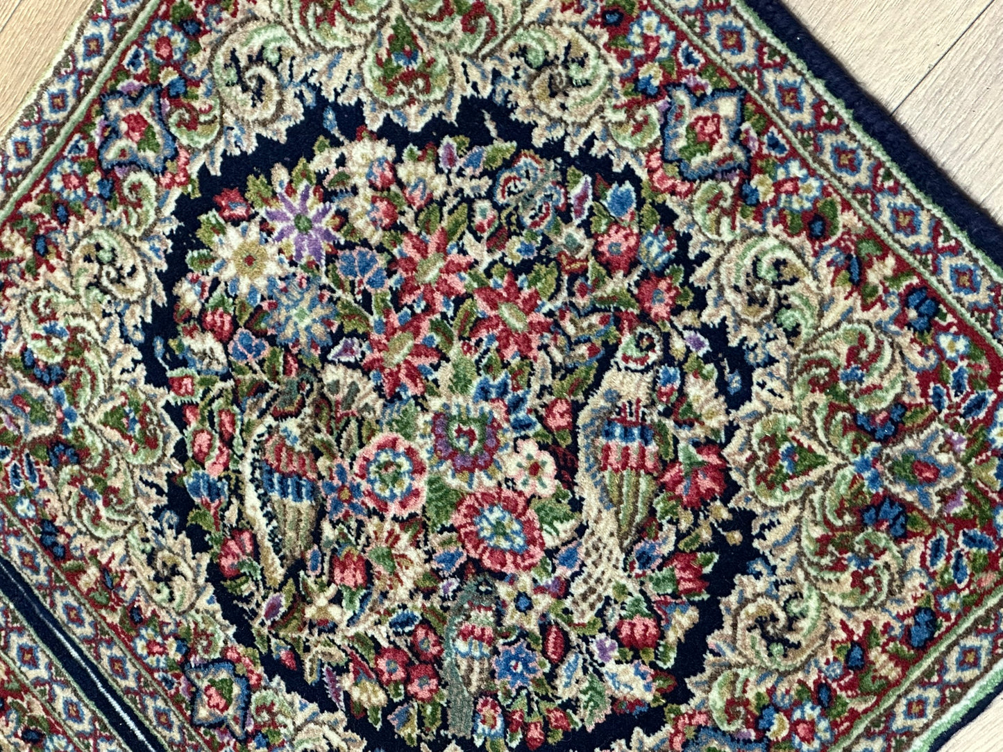 Orientteppich handgeknüpft 130 x 58 cm ANTIK Kirman Naturfarben