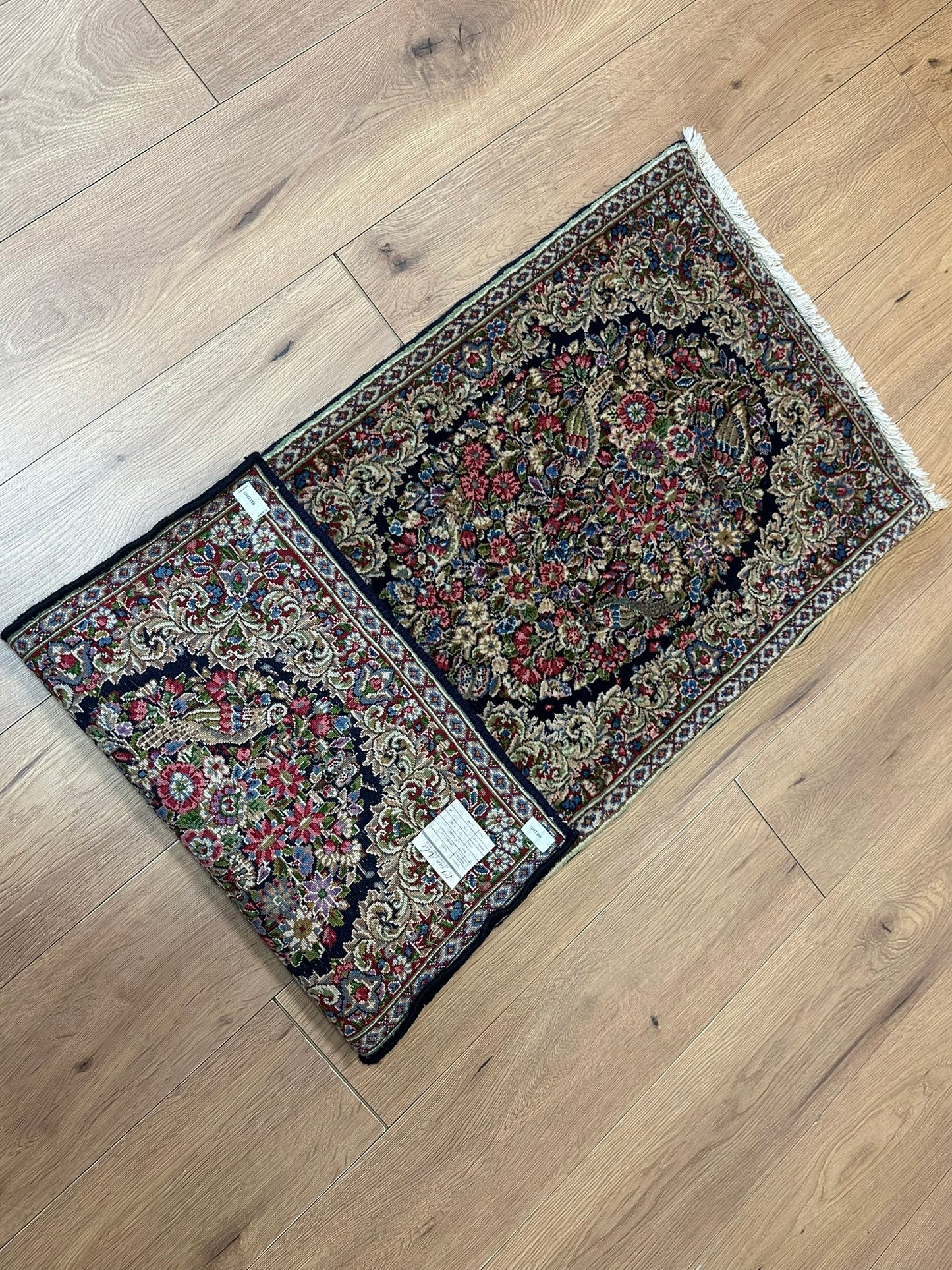 Orientteppich handgeknüpft 130 x 58 cm ANTIK Kirman Naturfarben