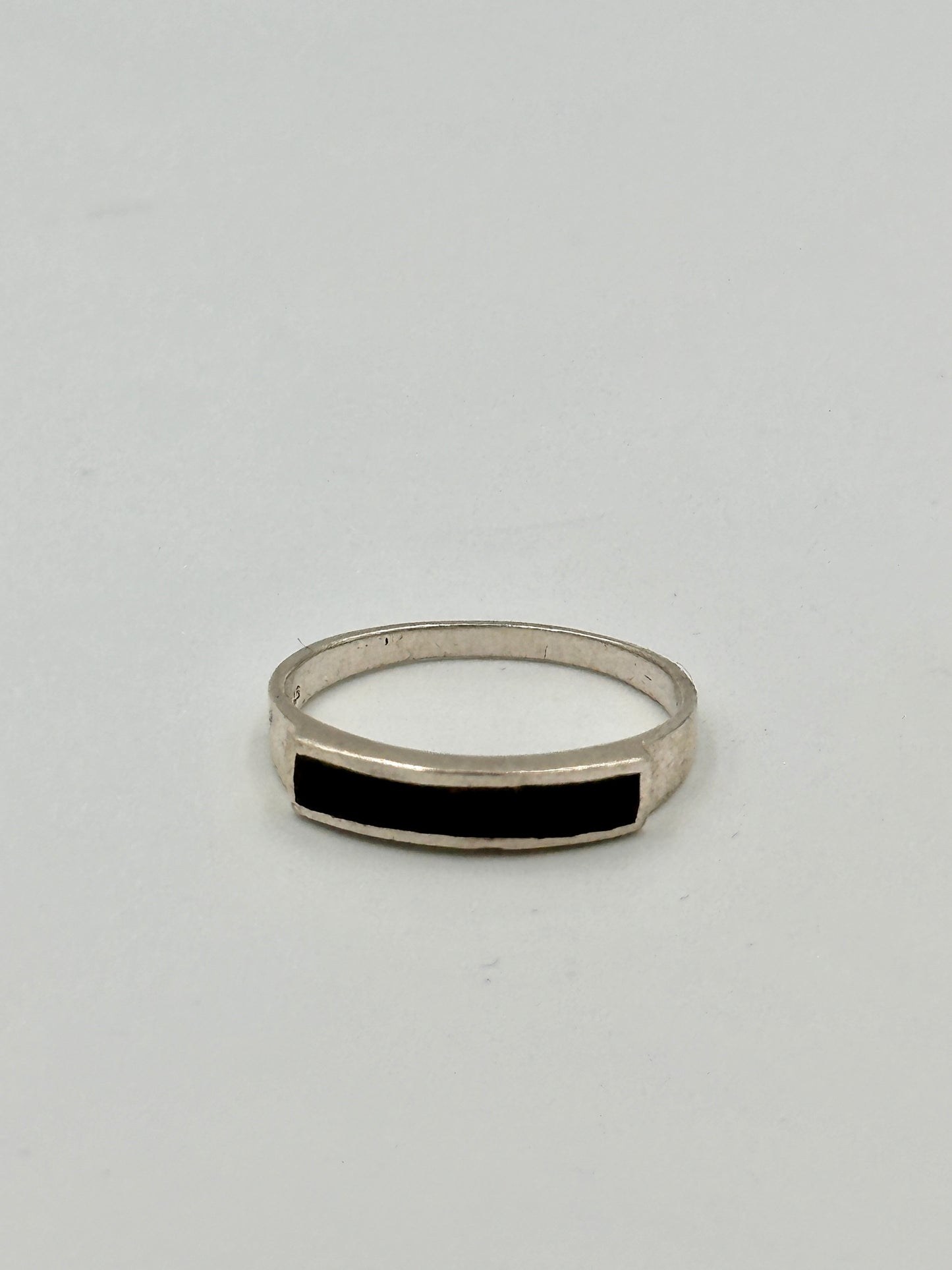 Eleganter 925 Silber Ring mit Onyx Stein  Ringgröße: 55