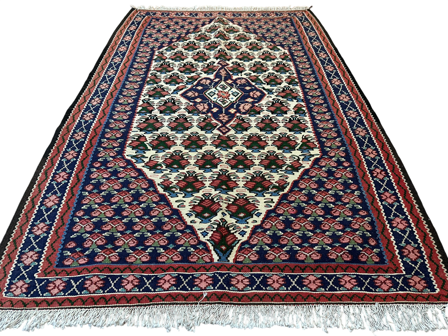Orientteppich handgeknüpft 166 x 110 cm Bidjar Rosen Kelim