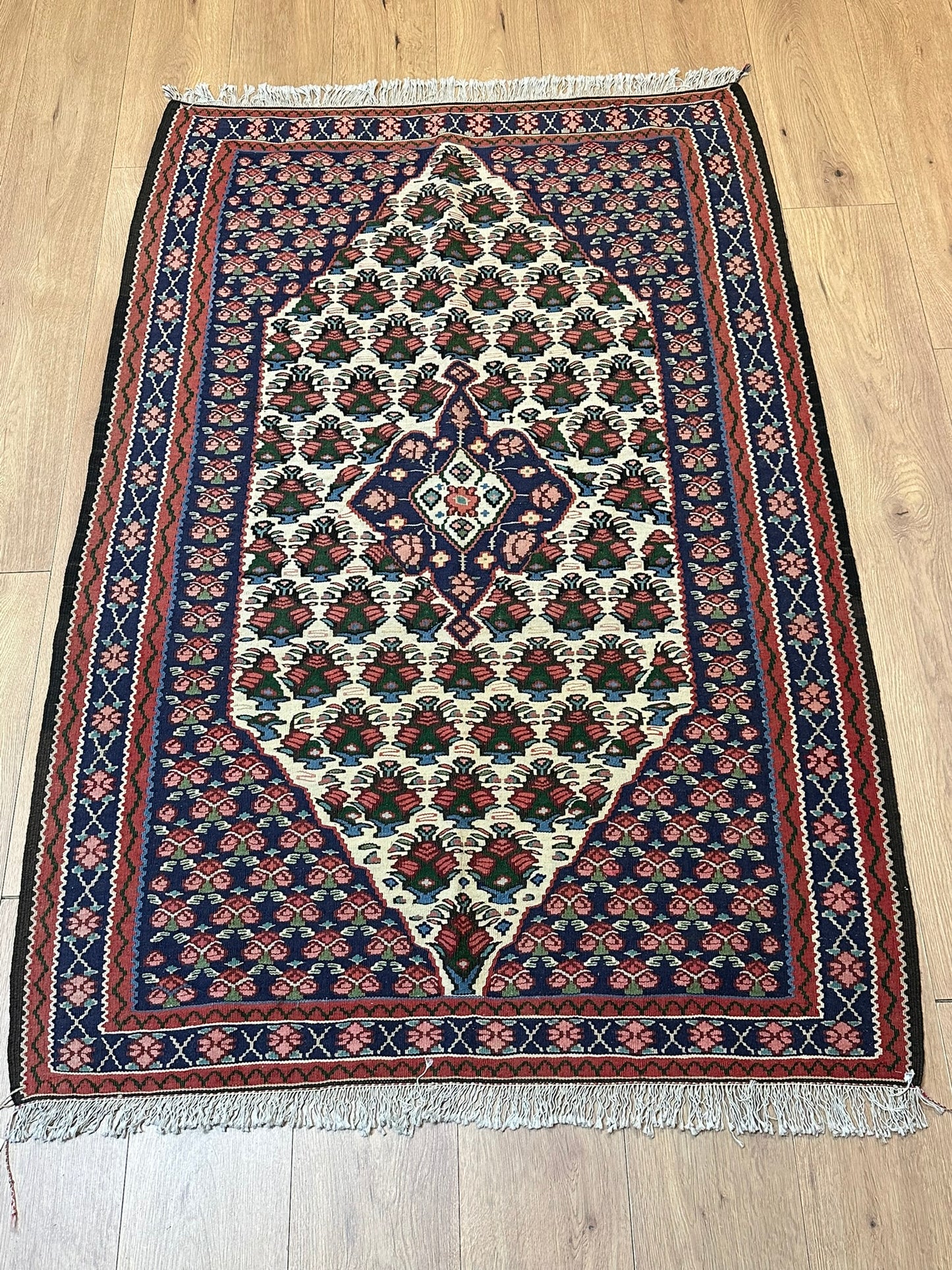 Orientteppich handgeknüpft 166 x 110 cm Bidjar Rosen Kelim