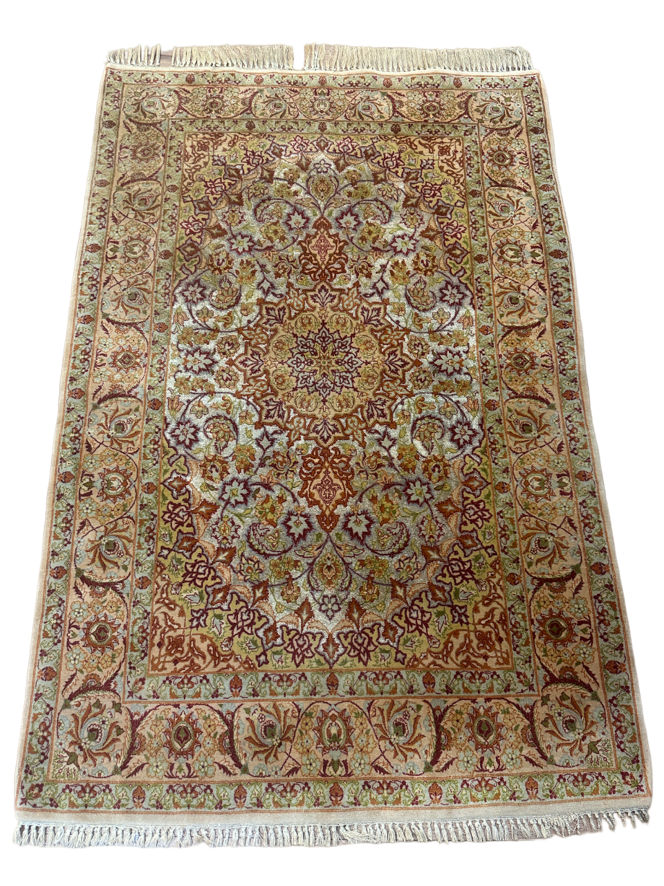 Handgeknüpfter Perser Orientteppich - Feiner Isfahan Kork auf Seide 165x110 cm