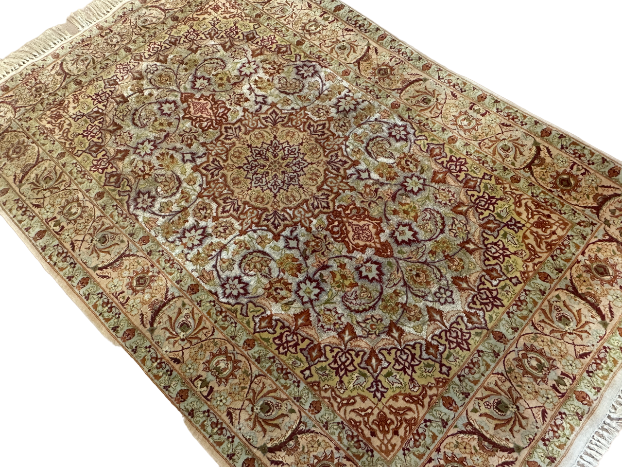 Handgeknüpfter Perser Orientteppich - Feiner Isfahan Kork auf Seide 165x110 cm