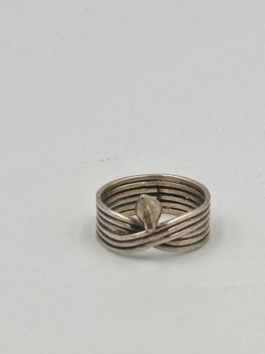 Vintage 925 Silber gerillter Ring - Ringgröße 52