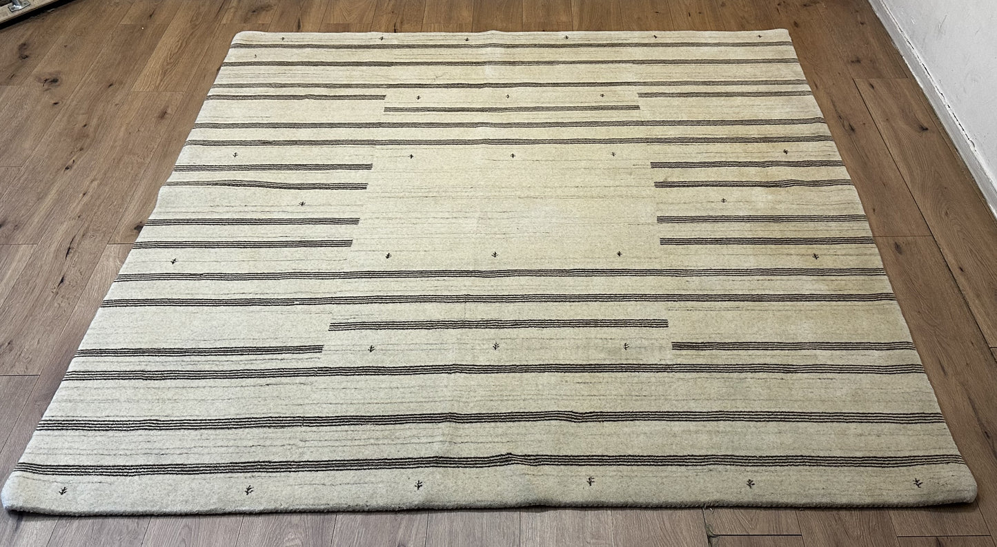 Gabbeh Nomaden Teppich Schurwolle naturbelassene Streifen