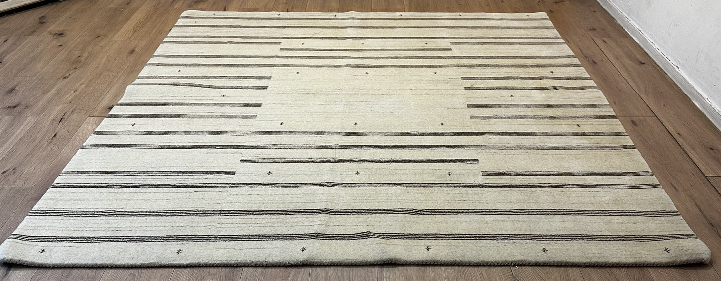 Gabbeh Nomaden Teppich Schurwolle naturbelassene Streifen