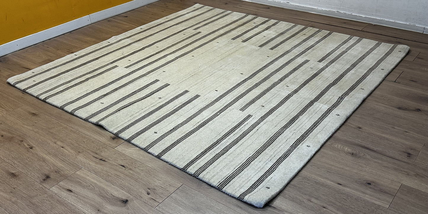 Gabbeh Nomaden Teppich Schurwolle naturbelassene Streifen