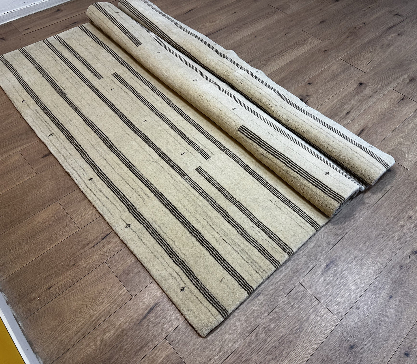 Gabbeh Nomaden Teppich Schurwolle naturbelassene Streifen