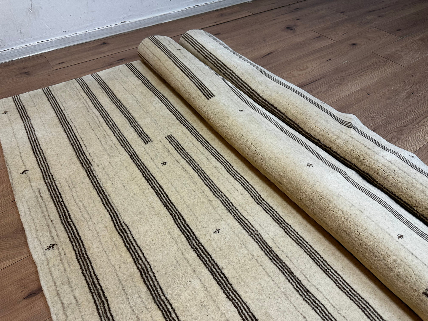 Gabbeh Nomaden Teppich Schurwolle naturbelassene Streifen