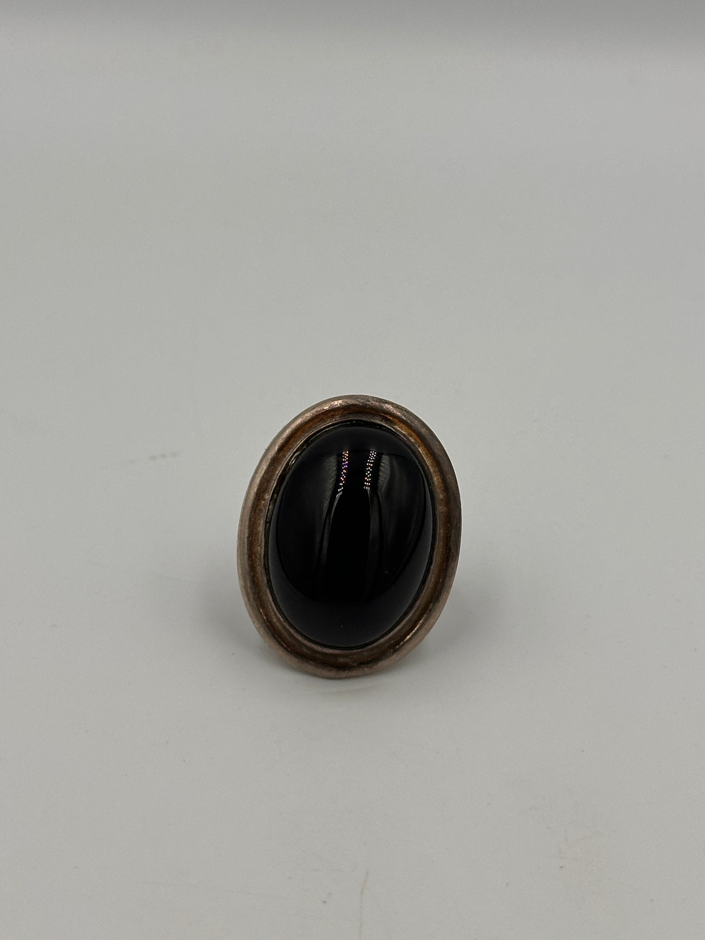 Vintage Silber 925 Oval Ring mit Onyx Stein