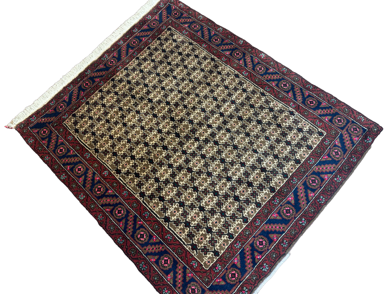 Handgeknüpfter Perser Orientteppich Hamadan in Senf Farbe 145x130 cm