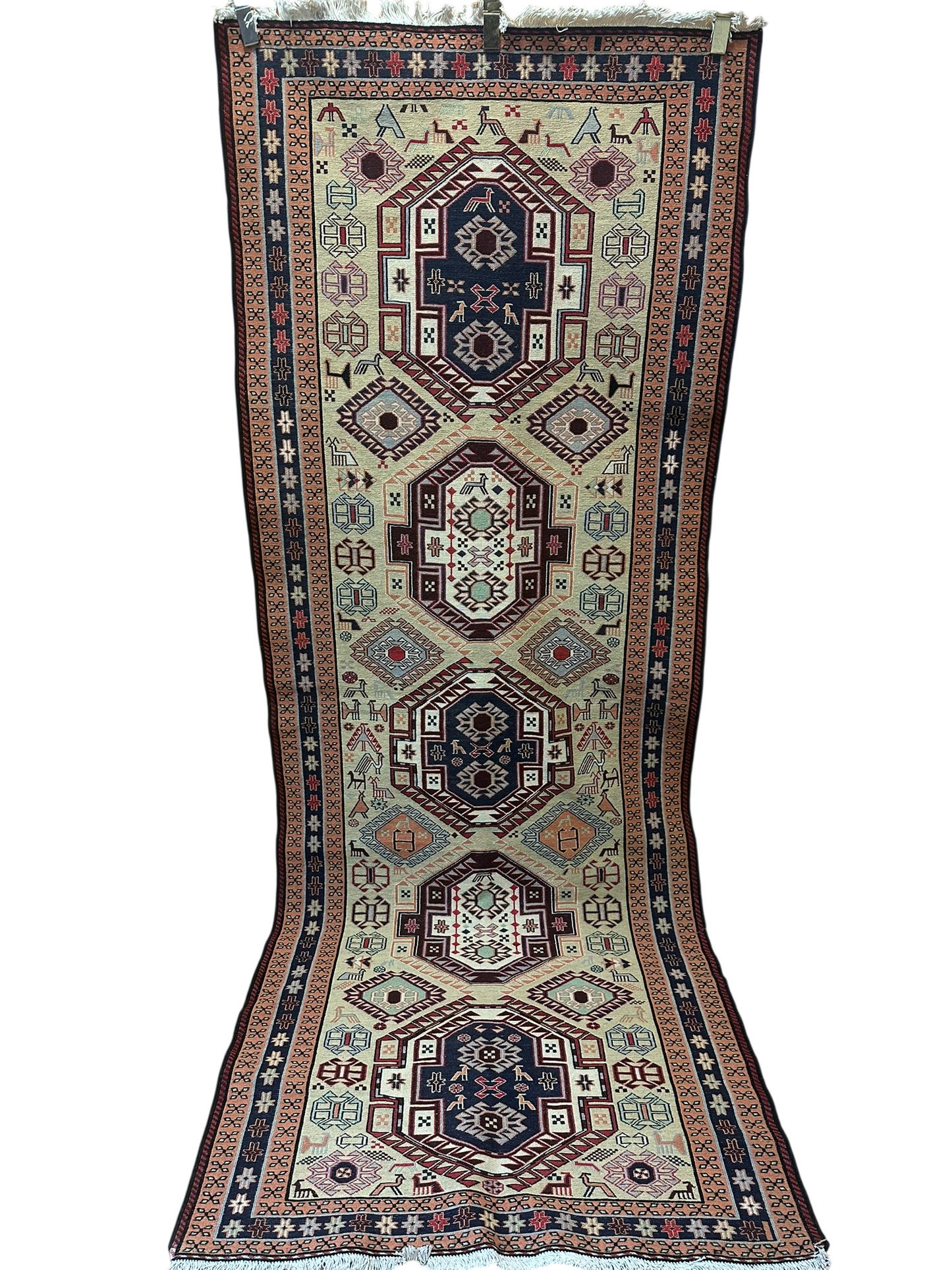 Orientteppich handgeknüpft 280x104 cm Sumack Kelim