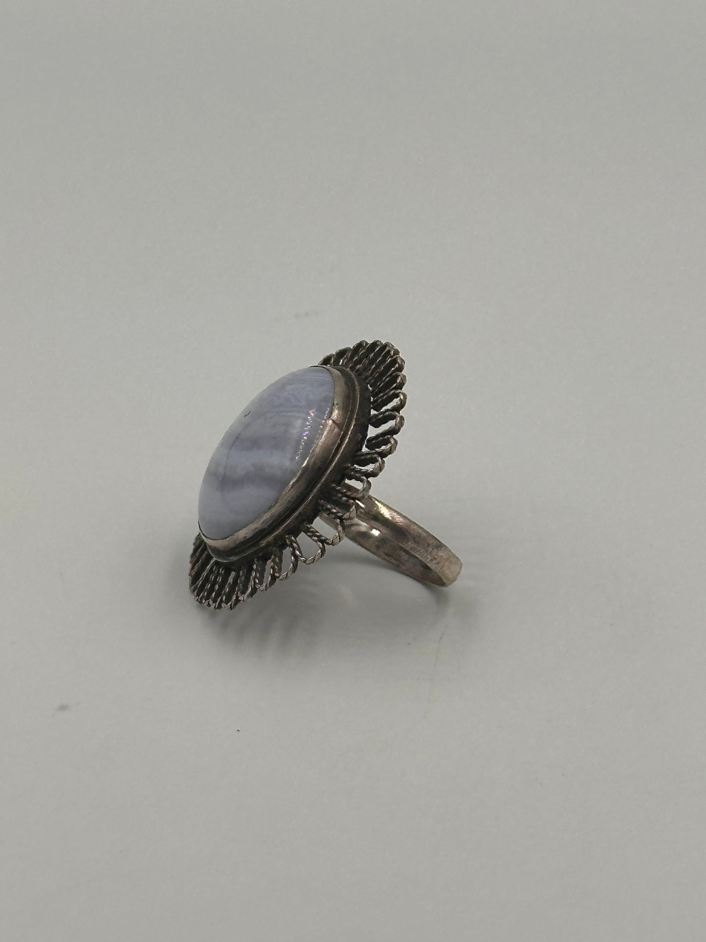 Vintage Oval Silber Ring 925 mit Hellblauem Stein